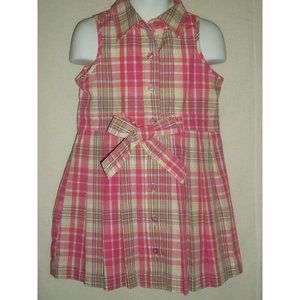 Kid Zone Pink Plaid Pleated Sleeveless Sun Summer